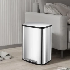 13 Gallon Step Trash Can, Stainless Steel Waste Bin With Removable Inner Bucket & Soft-Close Lid -The Range Shop GUEST fc720a6b 8ff8 4a1d 980f 58c593856d55