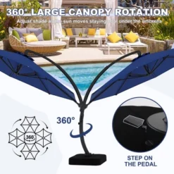 Outdoor Large Round Aluminum Offset Umbrella - Heavy Duty Offset Umbrella With 360° Rotation, Offset Patio Cantilever Umbrella With Base Included -The Range Shop GUEST fcbe16e5 5cdd 4b87 933a ae5acb3ca76d