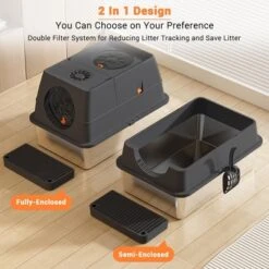 Enclosed Metal Litter Box With Lid, Large Metal Litter Box For Cats, Covered Dog Proof Litter Box 8'' Deep，Removable Top And Litter Scooper -The Range Shop GUEST fd6a3699 d6fe 4667 b57b ea23ddd9a7e5