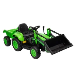 12V Kids Ride On Excavator Toy With Remote Control, Kids Electric Tractor Car With Music, LED Lights, Horn, Trailer & Dozer Bucket, Boys Girls 3-10