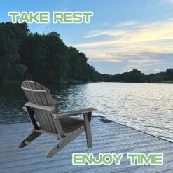 Folding Adirondack Chair - Oversized HDPE, Weather Resistant, Outdoor Fire Pit Chair, Suitable For Patio, Porch, Deck, Garden