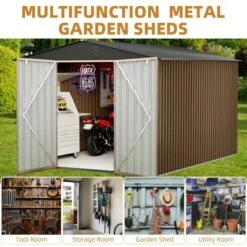 Outdoor Metal Storage Shed， Large Weatherproof Garden Shed For Tools，with Lockable Doors And Sloping Roof，for Lawn Equipment, Patio & Backyard -The Range Shop GUEST fe153278 29cf 4bec 9414 ec70fbae0303