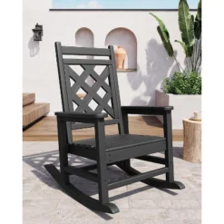 Outdoor Adirondack Rocking Chair - All-Weather HDPE Porch Rocker With High Back, Outdoor Fire Pit Chair For Garden, Lawn, Yard, Patio, Backyard -The Range Shop GUEST fe4ec2e5 94f3 48d8 ae89 9796e71cd47d