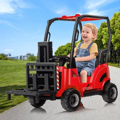 12V Kids Ride On Forklift Car With Tent, Electric Ride On Construction Car Toy For Toddles With Remote Control, 2 Speeds, Music 6 12V Kids Ride On Forklift Car With Tent, Electric Ride On Construction Car Toy For Toddles With Remote Control, 2 Speeds, Music - Image 6