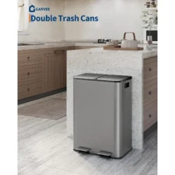 2 X 10.6 Gallon Stainless Steel Dual Trash Can, Step-On Kitchen Recycling Bin Combo With Lids And Inner Buckets -The Range Shop GUEST ffcf334d 20a4 4a11 a73e 2c45e2453801